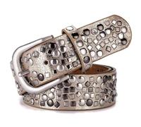 FJOADNVM Ceinture Femme Cuir Ceinture à rivets en croûte de cuir PU for femmes, la mode, avec strass, cloutée, Rock, sangle for Jeans(90cm,Golden)