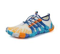 FJOADNVM Chaussures Aquatiques Chaussures Aquatiques en amont, pataugeoire, Natation, Pieds Nus, Chaussures Five Fingers, Plage, Bord de mer, Baskets légères Unisexes(White Blue,40)