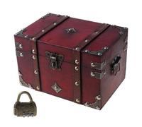FJOADNVM Coffre Au TréSor RéTro Coffre au trésor en Bois avec Serrure de Couleur Bronze, Coffre Style rétro Vintage TréSor(30 * 20.5cm)