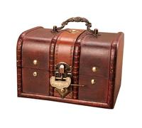 FJOADNVM Coffre Au TréSor RéTro Coffre au trésor en Bois Vintage, boîte de Rangement décorative for Bijoux avec Serrure métal TréSor(30 * 20.5cm)