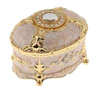 FJOADNVM Coffre Au TréSor RéTro Coffret à Bijoux Vintage for bagues, Boucles d'oreilles, boîte trésors, de Rangement, Souvenirs, Coffre au trésor TréSor(Gold White A)