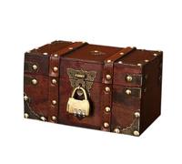 FJOADNVM Coffre Au TréSor RéTro Coffret à trésors Vintage en Bois de Couleur Antique avec Serrure Pirate TréSor(12 * 14cm)