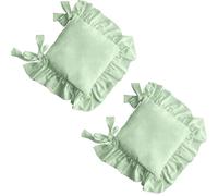 FJOADNVM Coussins De Jardin Coussins de Chaise à Volants, 2 pièces, Housses Coussin siège Vintage avec Attaches, antidérapantes, for Salle Manger, Cuisine(Light Green 2PCS,50x50cm 2pcs)