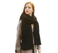 FJOADNVM Echarpe Grosse Maille Écharpe unie tricotée à la main en laine épaisse for femme, idéale for l'hiver, chaude et douce, for les voyages plein air(Black)