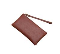 FJOADNVM Grand Portefeuille Femme Portefeuille à Fermeture éclair Longue, Pochette en Cuir PU Litchi, Sac Main Simple for Femme, Multifonctionnel Ultra-Fin(Chocolate)
