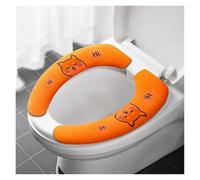 FJOADNVM Housse De SièGe De Toilette Lot de 2 Paires Coussins lavables Doux en Forme Dessin animé for siège Toilette, Coussin Chauffant for Salle Bain, Housse Universelle(Enlarge-Orange)