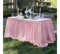 FJOADNVM Jupe de Table à Paillettes dorées claires, Nappe à Paillettes Scintillantes, Nappe rectangulaire for fête d'anniversaire, événement, décoration de Mariage(Pink,6ft 70x183cm)