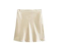 FJOADNVM Jupe en Satin pour Femme Modern High Waist Asymmetrical Acetate Satin Half Skirt for Women Side Hidden Zipper Short Elegant A-Line Silhouette pour Les Femmes(Rice Apricot,M)