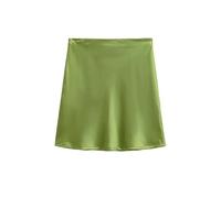 FJOADNVM Jupe en Satin pour Femme Modern High Waist Asymmetrical Acetate Satin Half Skirt for Women Side Hidden Zipper Short Elegant A-Line Silhouette pour Les Femmes(Green,S)