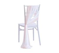 FJOADNVM Noeud De Chaise Mariage 10/50PCS Chiffon Chair Sashes Cover Aisle Decorations Draping Fabric Wrinkle-Free with Tie for Party Wedding Decorate Banquet(White Peach Pink,50pcs)