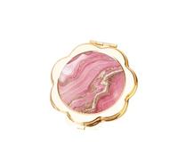 FJOADNVM Petit Miroir Maquillage 1PC Shallow Gold Flower Shape Double Sided Make-up Mirror Marble Pattern Exquisite Compact Portable(Color-03)