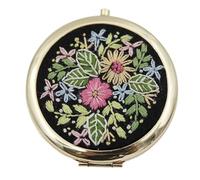 FJOADNVM Petit Miroir Maquillage Mini DIY Makeup Mirror Round Double-Sided Embroidered Foldable Handcraft(Color 01)