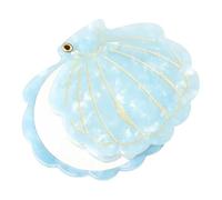 FJOADNVM Petit Miroir Maquillage Shell Shape Makeup Mirror Portable Travel Folding Vanity Lightweight Women Girls Handheld Cosmetic(Blue)