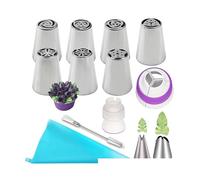 FJOADNVM Poche A Douille Patisserie Ensemble de 13/8 Douilles à pâtisserie Tulipe en Acier Inoxydable, for décorer Cupcakes et gâteaux(13pcs Set)