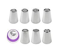 FJOADNVM Poche A Douille Patisserie Ensemble de 13/8 Douilles à pâtisserie Tulipe en Acier Inoxydable, for décorer Cupcakes et gâteaux(8pcs Set)