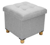 FJOADNVM Repose Pied Pouf de Rangement 38x38x32cm Boîte Tabouret en Coton 4 Pieds Bois Repose-Pieds avec Espace for Couloir Salon Chambre