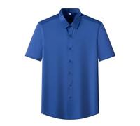 FJOADNVM T-Shirt Uni pour Homme Men's Short Sleeve Shirt Summer Style Ice Silk Feeling Large Size No Iron Business and Leisure(Color-1,6XL)