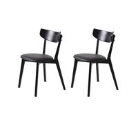 FJORDFORM Esszimmerstuhl, 2'ER Set, Massive Eichenbeine, Sitz mit Kunstleder-Bezug Chaises de Salle à Manger, Bois de chêne, Noir, Taille Unique