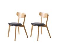 FJORDFORM Esszimmerstuhl, 2'ER Set, Massive Eichenbeine, Sitz mit Kunstleder-Bezug Chaises de Salle à Manger, Chêne, polyuréthane Noir, Taille Unique