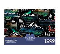 Fjords norvégiens et têtes de Dragons Vikings Puzzle en Bois Imperméable DIY Puzzles De 1000 Pièces pour Adultes Cadeaux Impossible De Décoration pour La Maison