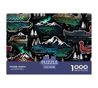 Fjords norvégiens et têtes de Dragons Vikings Puzzle en Bois Imperméable DIY Puzzles De 1000 Pièces pour Adultes Amusant Jeux De Stimulants