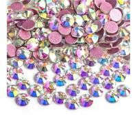 FJQFHH Diamants d'eau Super Flash Cristaux Artisanat orne Strass Super Glitter Cristal AB Tissu Non Couture Vêtement Ongle(Pink AB,Ss40 144pcs)