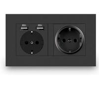 FJQFHH Interruptor eléctrico clásico enchufe de corriente Panneau d'alimentation USB Double Sortie 16 A AC 110-250 V 146 x 86 mm Norme UE Multicolore