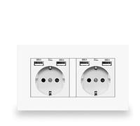 FJQFHH Interruptor eléctrico clásico enchufe de corriente Panneau d'alimentation USB Standard à Double Sortie 16 A CA 110-250 V 146 x 86 mm Gris/Blanc/Noir (0/4 Ports USB)(White (4 USB))