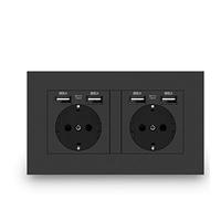FJQFHH Interruptor eléctrico clásico enchufe de corriente Panneau d'alimentation USB Standard à Double Sortie 16 A CA 110-250 V 146 x 86 mm Gris/Blanc/Noir (0/4 Ports USB)(Grey (4 USB))