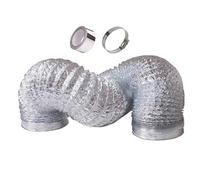 FJQFHH Tuyau de Ventilation en Aluminium Flexible, Gaine Acoustique en Aluminium Ø 80-200 mm avec 2 Colliers de Serrage en Acier Inoxydable(4m,160mm)