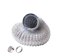 FJQFHH Tuyau de Ventilation en Aluminium Flexible, Gaine Flex Air en Aluminium Ø 80-200 mm avec 2 Colliers de Serrage en Acier Inoxydable(5m,150mm)