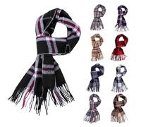 Fjquamitix - Écharpe tartan chaude classique d’hiver, écharpes à carreaux franges coupe-vent, écharpe en cachemire écossais pour un look unisexe décontracté et professionnel, Noir , taille unique