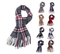 Fjquamitix - Écharpe tartan chaude classique pour l'hiver, écharpe à franges chaudes et coupe-vent en tartan, écharpe en cachemire écossais pour homme et femme, affaire décontractée, gris foncé