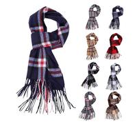 Fjquamitix - Écharpe tartan chaude classique pour l'hiver, écharpe à franges tartan chaude et coupe-vent, écharpe en cachemire écossais pour homme et femme, affaire décontractée, noir foncé, taille