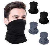 Fjquamitix Lot de 4 cache-cou pour le visage, respirants, coupe-vent et résistants au soleil pour le ski, la pêche, la randonnée et le cyclisme, 2 noirs + 2 gris foncé, taille unique