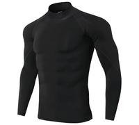 Fjquamitix Maillot de corps thermique pour homme - Chaud et respirant - Manches longues - Sous-vêtements fonctionnels - Sous-vêtements de ski - Flexible et doux - Pour sports de plein air, Noir , XXL