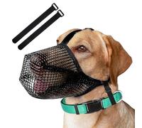 Fjquamitix Muselière en maille souple pour chiens de petite, moyenne et grande taille avec sangles Velcro pour éviter de manger et de mordre, protège-dents (L)