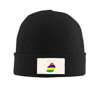 FJQWKLF Bonnet en Tricot torsadé Chaud et épais avec Carte du Drapeau de l'île Maurice, Casquette Ample en Forme de tête de Mort pour Femme et Homme, Noir