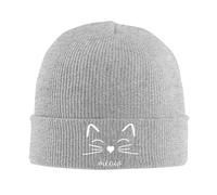 FJQWKLF Bonnet tricoté à Motif Chat Miaou, Chaud et Confortable pour l'hiver, avec Revers, pour Hommes et Femmes.