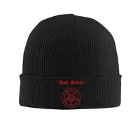 FJQWKLF Bonnet tricoté à Pentagramme satanique « Gloire à Satan », Bonnet Chaud d'hiver à Revers, Bonnet pour Homme et Femme