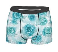 FJQWKLF Boxer Homme à Motif Roses Turquoise et Flocons de Neige, Extensible, Respirant, Cadeau Original pour Homme/garçon, Taille XL.