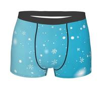 FJQWKLF Boxers Bleus à Flocons de Neige pour Hommes, Extensibles et Respirants, Cadeau Amusant pour Hommes et garçons, Taille Moyenne.