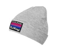 FJQWKLF Cadeaux LGBT Bi Pride Assume Nothing Drapeau bisexuel Bonnet Slouchy Homme Femme Bonnet de Nuit Doux et décontracté Bonnets Chimio
