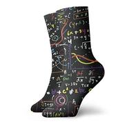 FJQWKLF Chaussettes décontractées, zone de mathématiques linéaires colorées Doodle Math, polyester, hommes et femmes, longueur: 11,81 pouces