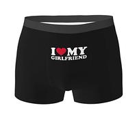 FJQWKLF Coeur drôle I Love My Girlfriend Gifts Boxer Noir pour Homme, sous-vêtement Extensible pour Homme