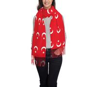 FJQWKLF Écharpe à pompon imprimée drapeau de la Turquie - un châle d'hiver chaud et élégant, à la mode, doux, adapté au temps froid
