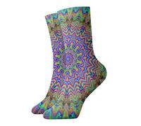 FJQWKLF Hommes Femmes Drôle Nouveauté Crew Chaussette Impression 3D Abstrait Psychédélique Mandala Floral Athlétique Sport Tube Chaussettes Bas 30 Cm Pour La Course À Pied Fitness Usage Quotidien