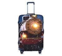 FJQWKLF Housse de Valise imprimée Motif Train de Nuit enneigée, Motif Hivernal et de Noël, élastique, Lavable, Taille Universelle (18-32 Pouces), Facile à identifier.