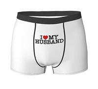 FJQWKLF J'aime Mon Mari, J'aime Mon Mari, Cadeaux, Boxer Noir pour Hommes, sous-vêtements Respirants pour Hommes