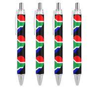 FJQWKLF Lot de 4 stylos à bille rétractables à pointe fine, motif drapeau de l'Afrique du Sud, 0,5 mm, personnalisés, noirs, à corps rond, pour carnet de notes, écriture, bureau